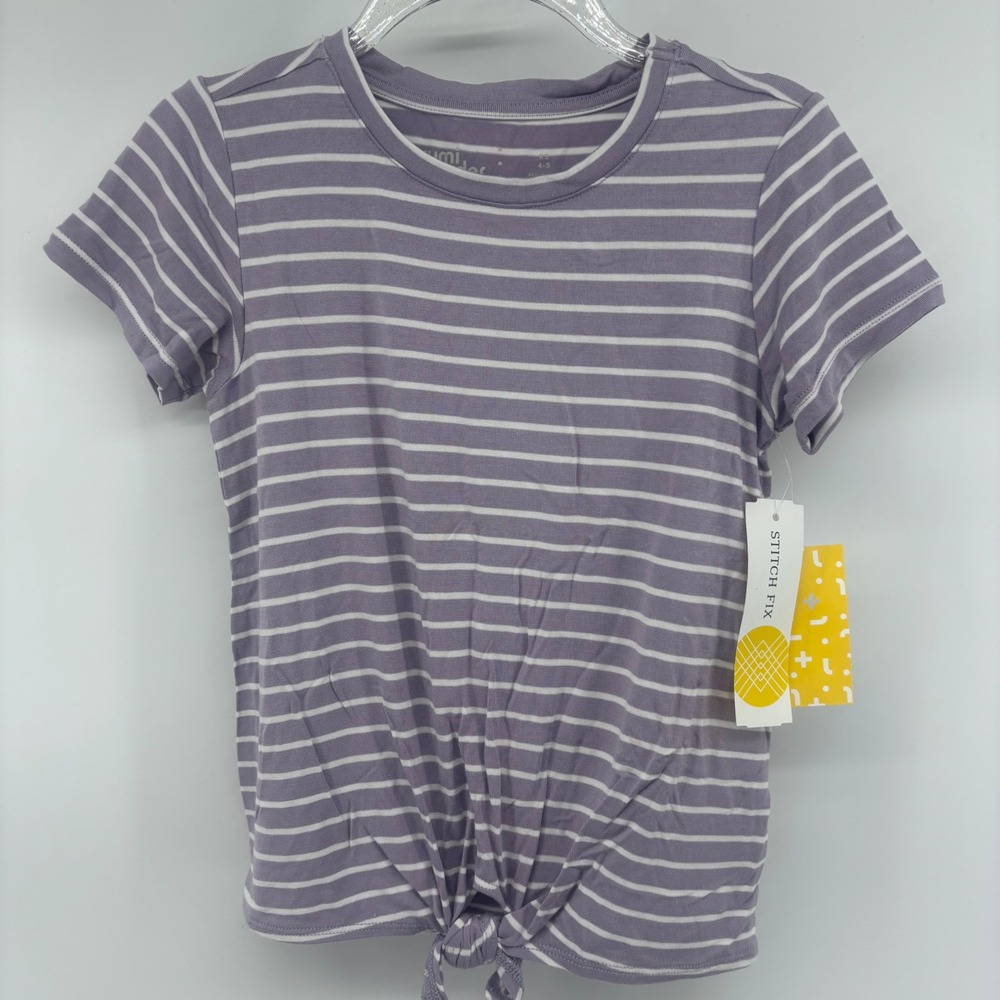 Rumi Ryder Girls‎ Striped Tie Front T-Shirt Top, Size XS (4-5)
